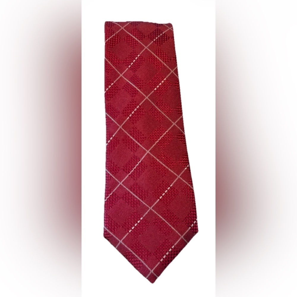 Hugo Boss BOSS Tailored Silk Tie Red Check Made Italy Business Wedding